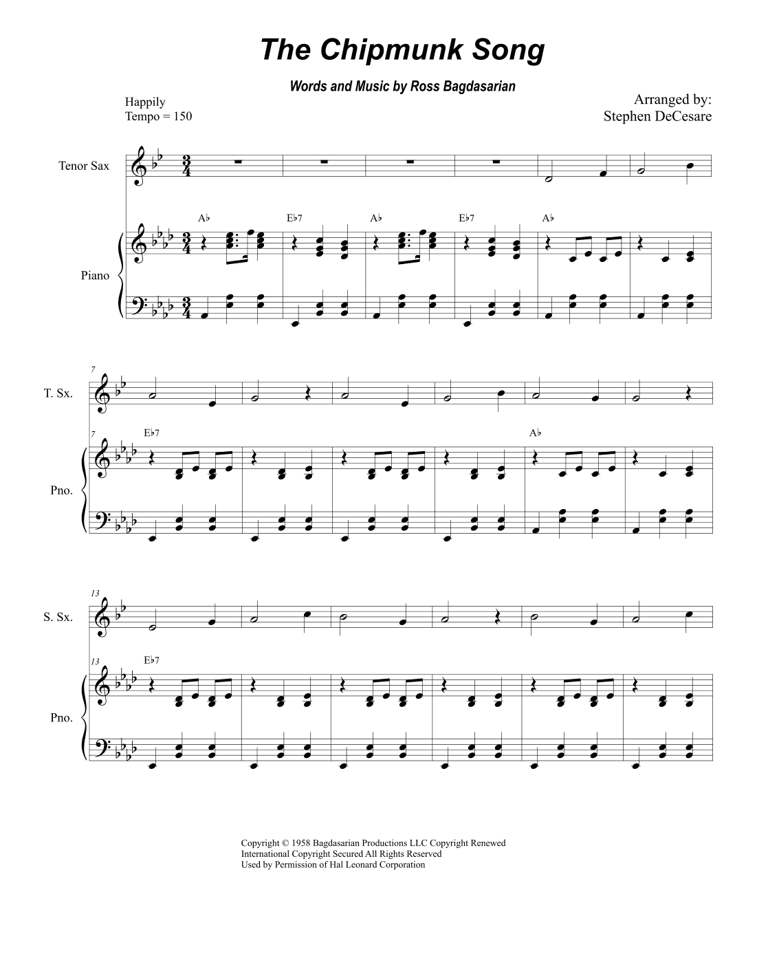 The Chipmunk Song (arr. Stephen DeCesare)