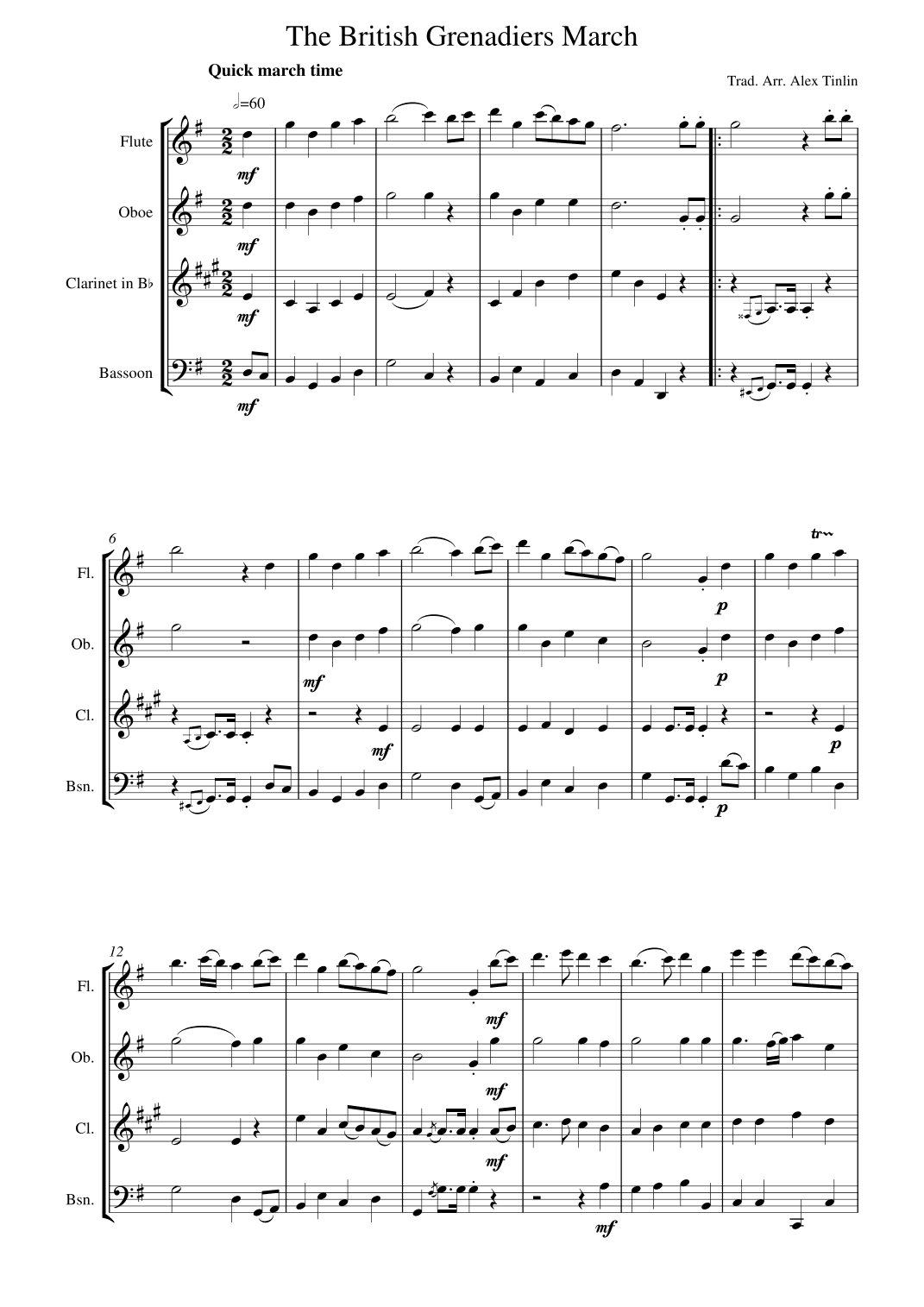 The British Grenadiers March (arr. Alex Tinlin)