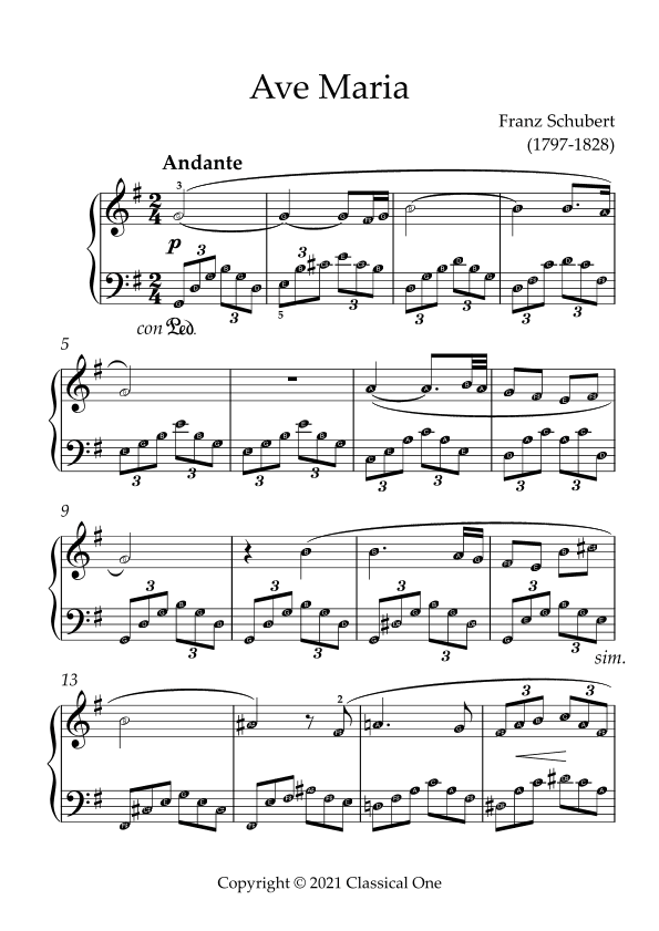 Schubert - Ave Maria(With Note name) (arr. MPS)