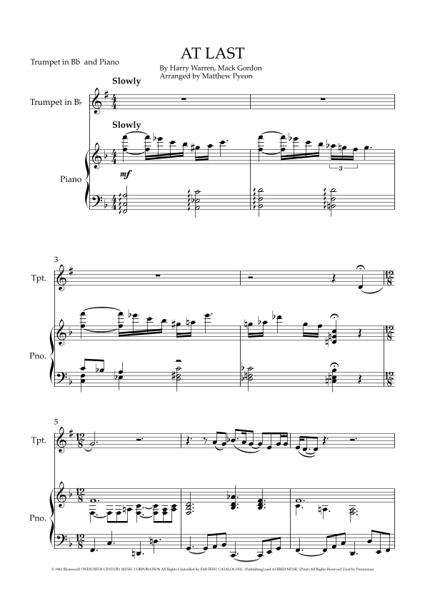At Last (arr. Matthew pyeon)