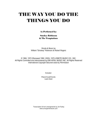 The Way You Do The Things You Do (arr. Jim Farley www.arrangementsone.com)