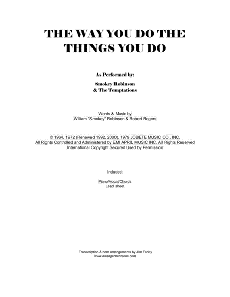 The Way You Do The Things You Do (arr. Jim Farley www.arrangementsone.com)