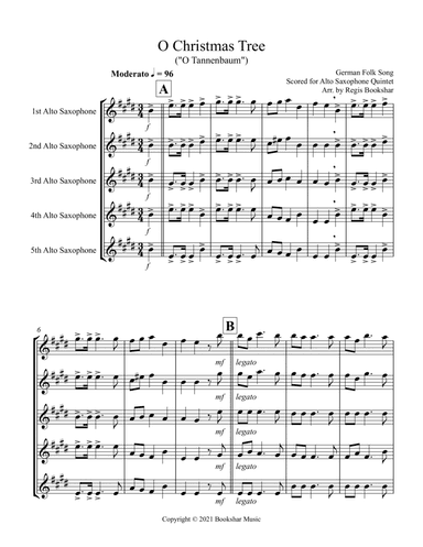O Christmas Tree (G) (Alto Saxophone Quintet) (arr. Regis Bookshar)