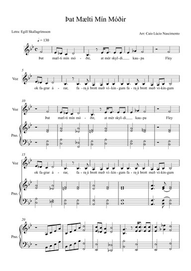 "Pat Maelti Mín Módir" (my mother told me) in Bb major (arr. Caio Lúcio Nascimento)