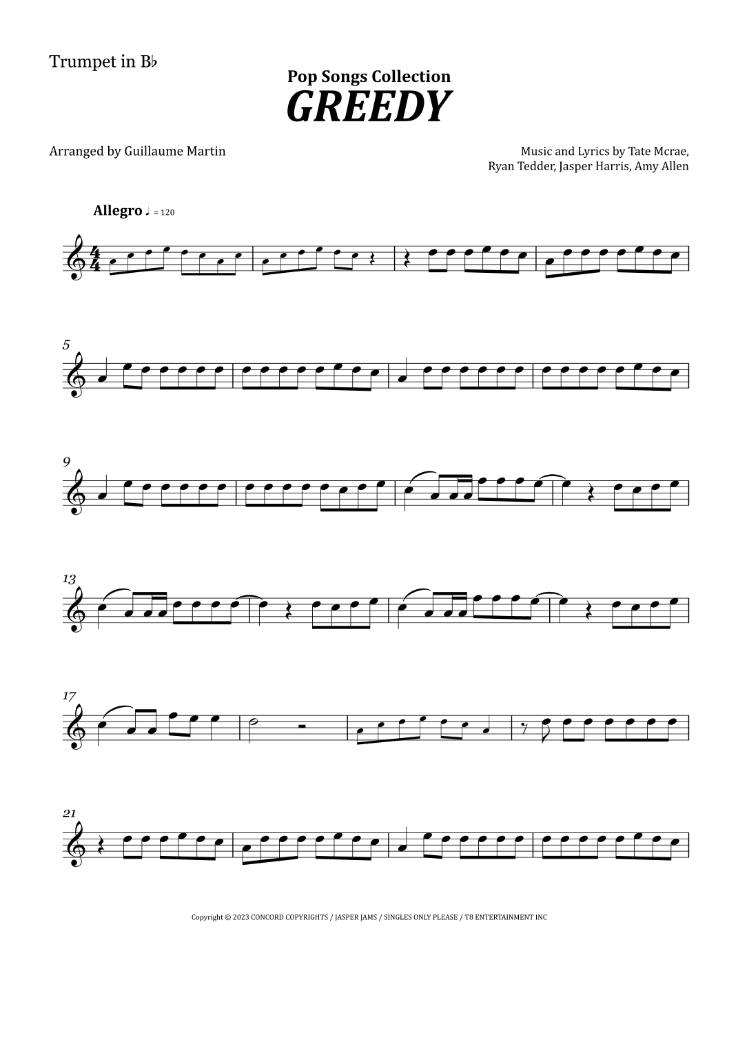 Greedy (arr. Guillaume Martin)