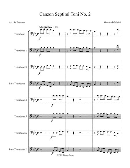 Canzon Septimi Toni No. 2 (6 ten. troms.,2 bs. troms.) (arr. Sy Brandon)