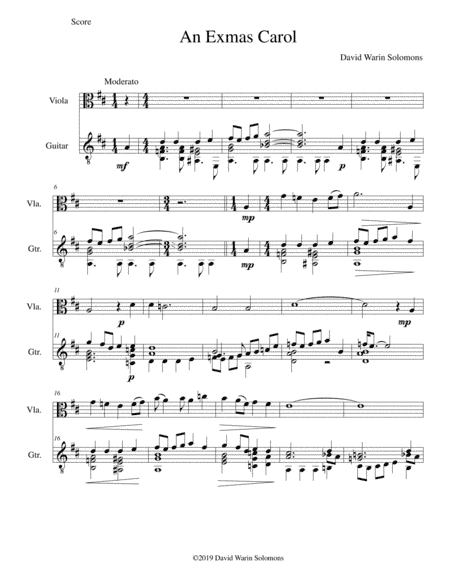 An Exmas Carol for viola and guitar
