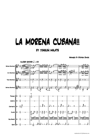 La Morena Cubana for Saxophone Quartet and Latin Percussion.!! (arr. Stephen Davies)