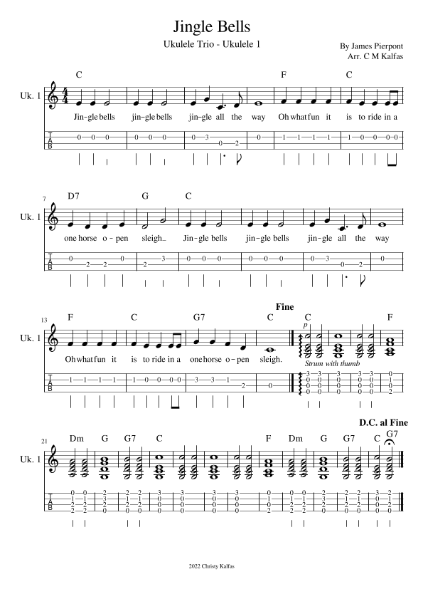 Jingle Bells Ukulele Trio (arr. Christy Kalfas)