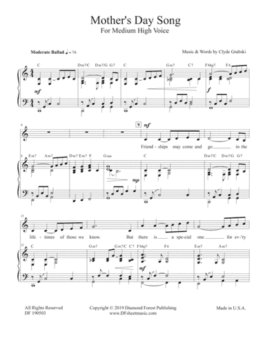 The Mother's Day Song (Medium-High Voice Solo)
