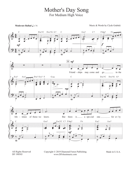 The Mother's Day Song (Medium-High Voice Solo)