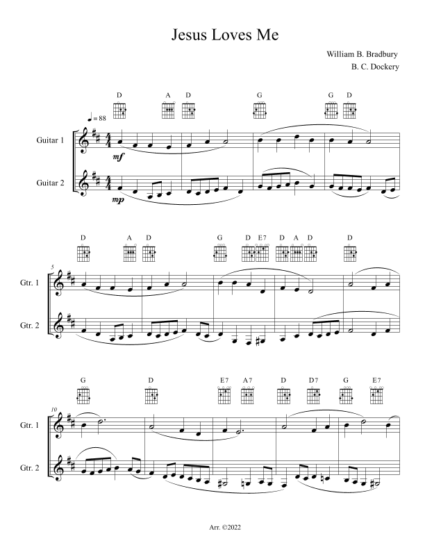 Jesus Loves Me (Guitar Duet or Trio) (arr. B. C. Dockery)