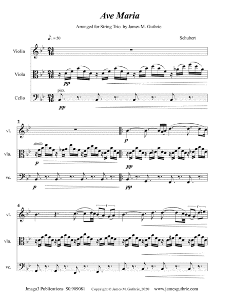 Schubert: Ave Maria for String Trio (arr. James M. Guthrie)