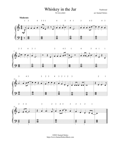 Whiskey in the Jar - for easy piano (arr. Samuel Stokes)