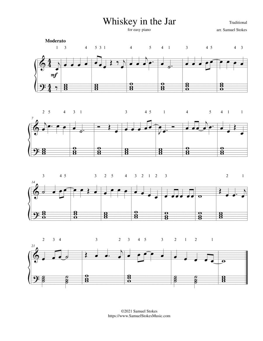 Whiskey in the Jar - for easy piano (arr. Samuel Stokes)