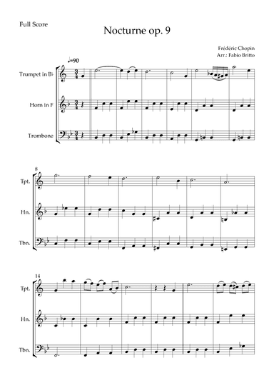 Nocturne Op.9 No. 2 (Frédéric Chopin) for Brass Trio (arr. Fabio Britto)