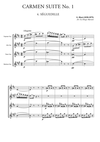 Seguedille & Les Dragons d'Alcala from "Carmen Suite" for Saxophone Quartet (arr. Diego Marani)