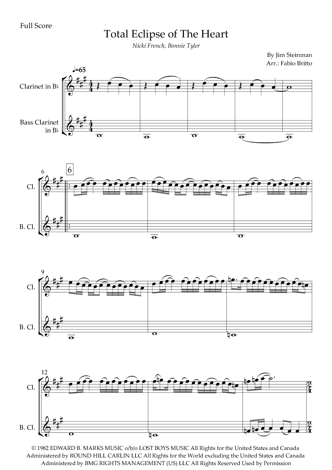 Total Eclipse Of The Heart (arr. Fabio Britto)