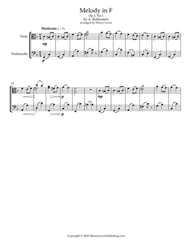 Melody In F, Op.3 No. 1 (arr. Sherry Lewis)