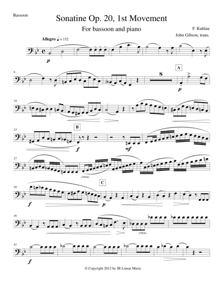 Sonatine by Kuhlau for Bassoon and Piano (arr. John Gibson)