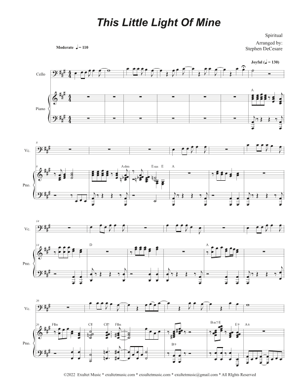 This Little Light Of Mine (Cello solo and Piano) (arr. Stephen DeCesare)