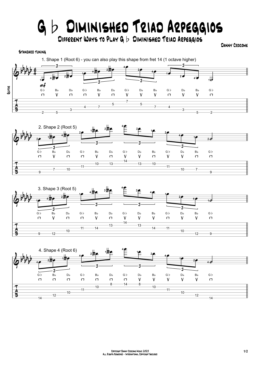 Gb Diminished Triad Arpeggios (5 Ways to Play)