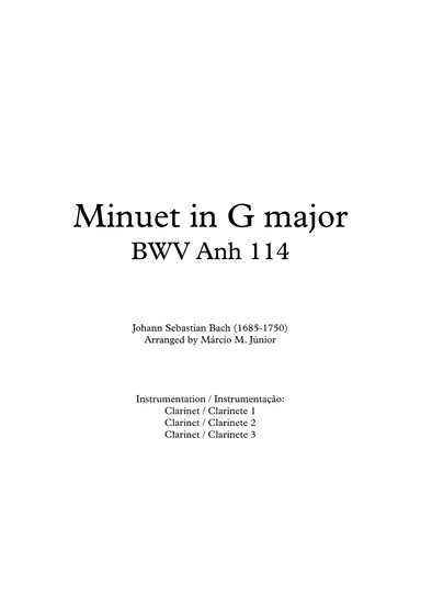 Minuet in G major - BWV Anh 114 (arr. Márcio Moreira Júnior)