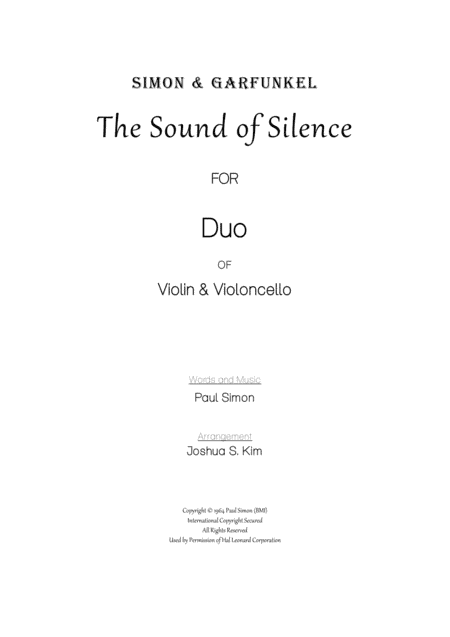 The Sound Of Silence (arr. Joshua Jun S. Kim)