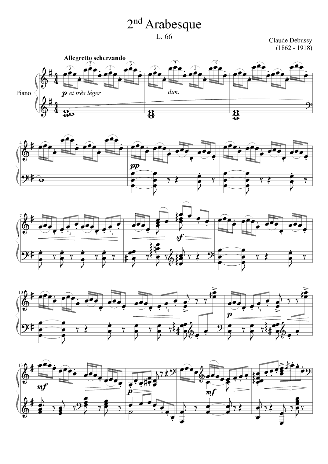 2nd Arabesque L. 66 (arr. Zachary Corbett)