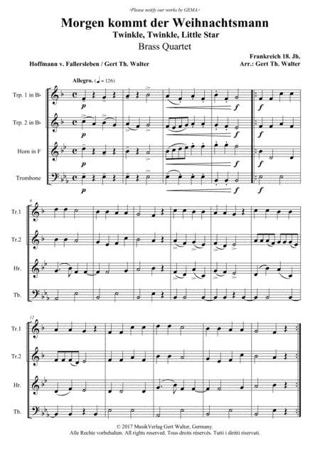 Twinkle, Twinkle, Little Star (arr. Gert Th. Walter)