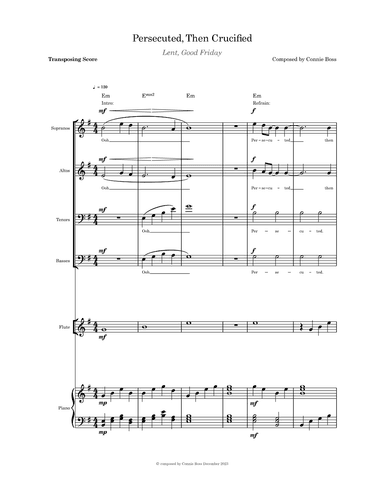 Persecuted Then Crucified SATB flute or violin or cello with piano