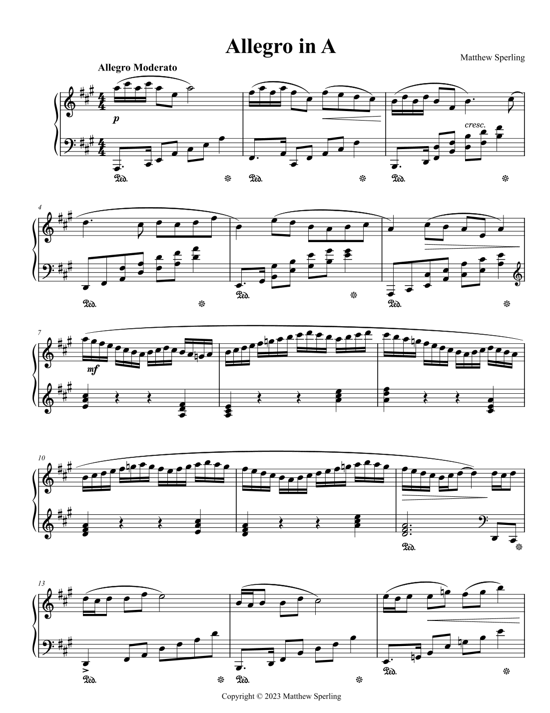 Sonata Allegro in A Major