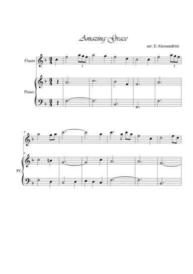 Amazing grace. Flute and piano (arr. Ester Alessandrini)