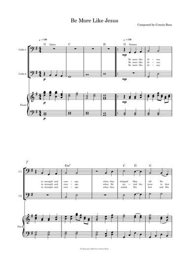 Be More Like Jesus - (Lent/Good Friday) cello duet and piano