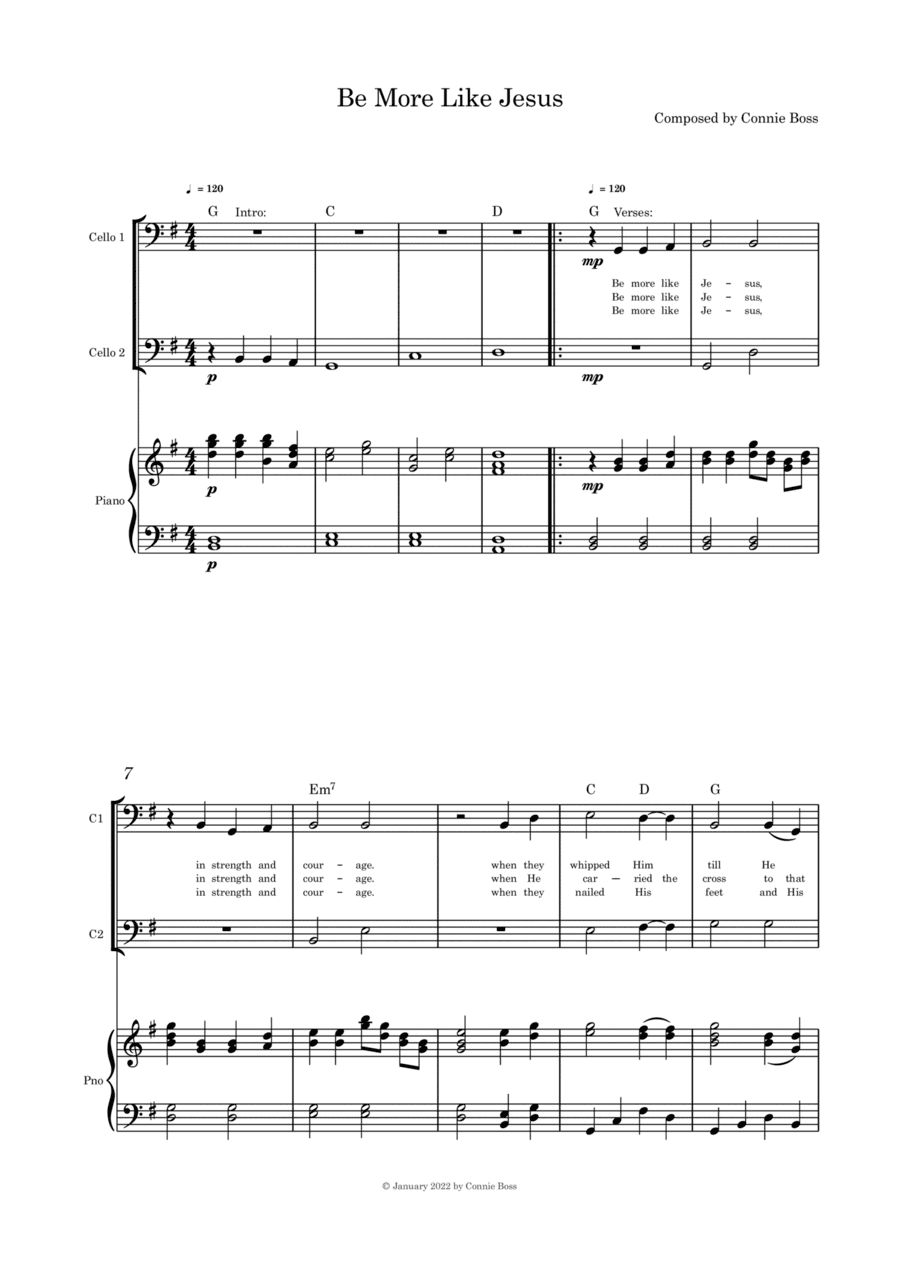 Be More Like Jesus - (Lent/Good Friday) cello duet and piano