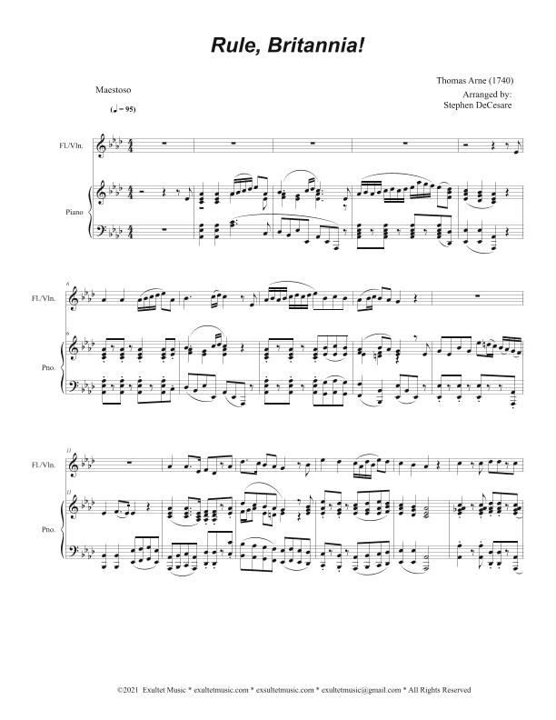 Rule, Britannia! (Flute or Violin solo and Piano) (arr. Stephen DeCesare)