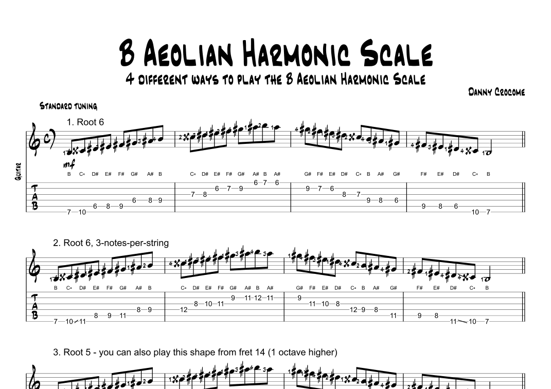 B Aeolian Harmonic Scale (4 Ways to Play)