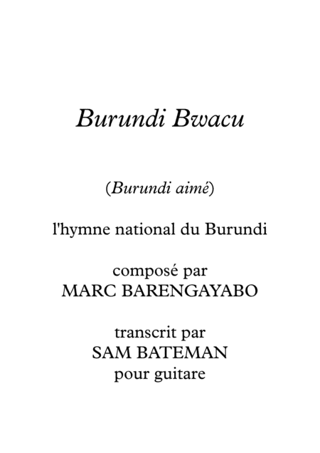 Burundi Bwacu (arr. Sam Bateman)