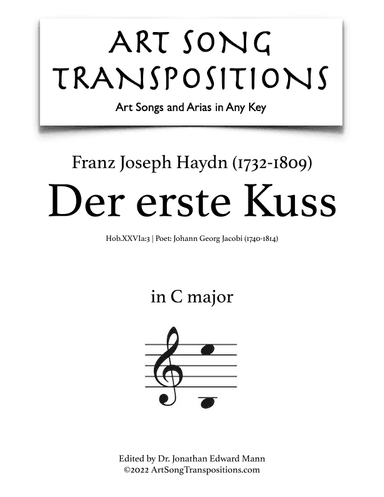 HAYDN: Der erste Kuss, Hob.XXVIa:3 (transposed to C major) (arr. ArtSongTranspositions.com)