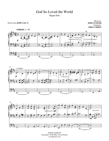 God So Loved the World (Organ Solo) (arr. Mike Carson)