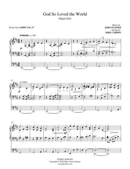 God So Loved the World (Organ Solo) (arr. Mike Carson)