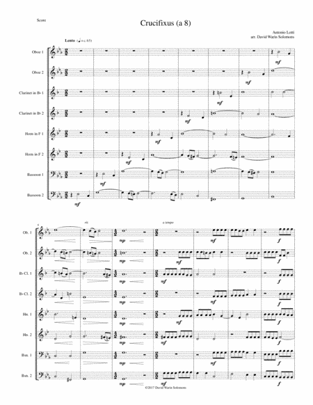 Crucifixus a 8 for wind octet (or wind choir) (2 oboes, 2 clarinets, 2 horns and 2 bassoons) (arr. David Warin Solomons)