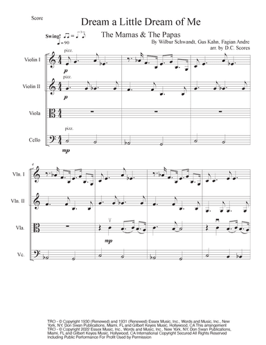 Dream A Little Dream Of Me (arr. D.C Scores)