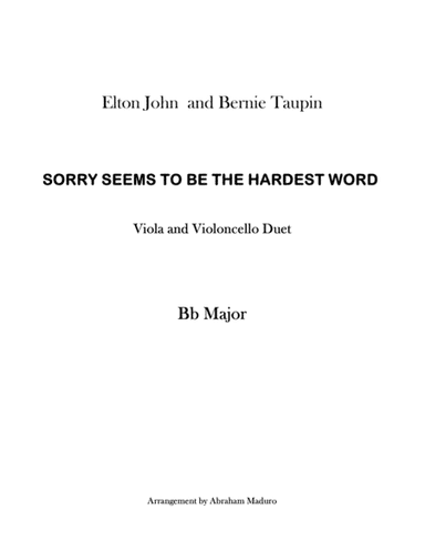 Sorry Seems To Be The Hardest Word (arr. Abraham Maduro)
