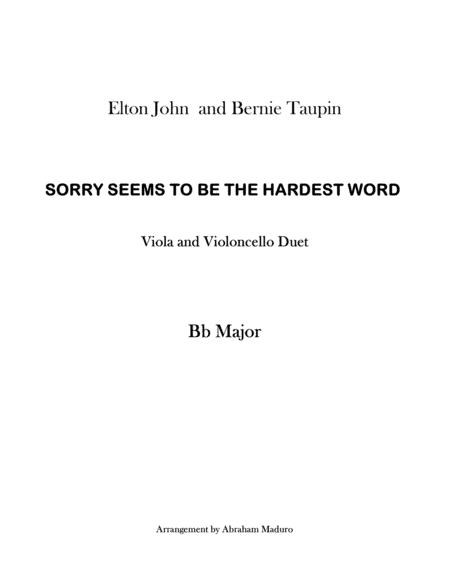 Sorry Seems To Be The Hardest Word (arr. Abraham Maduro)
