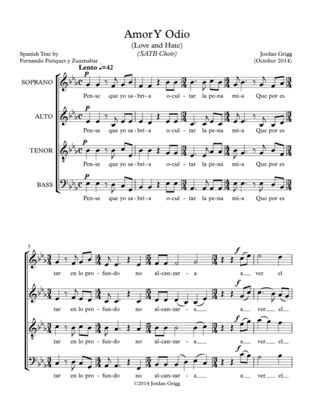 Amor Y Odio (Love and Hate) (SATB Choir)