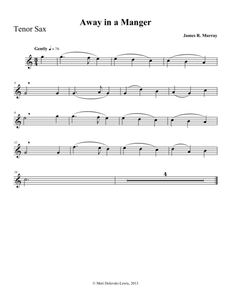 Away in a Manger: B flat saxes (arr. Meri Dolevski)