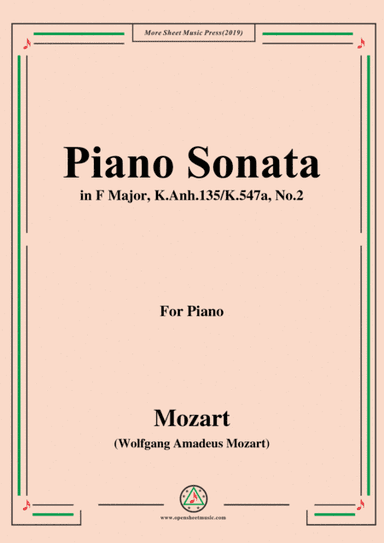 Mozart-Piano Sonata in F Major,K.Anh.135(K.547a),No.2,Allegretto (transposed from K.545) (arr. MSM)