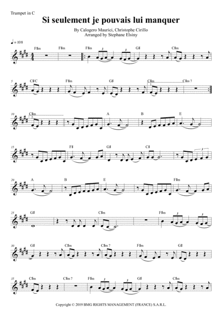 Si Seulement Je Pouvais Lui Manquer (arr. Stephane ELSINY)