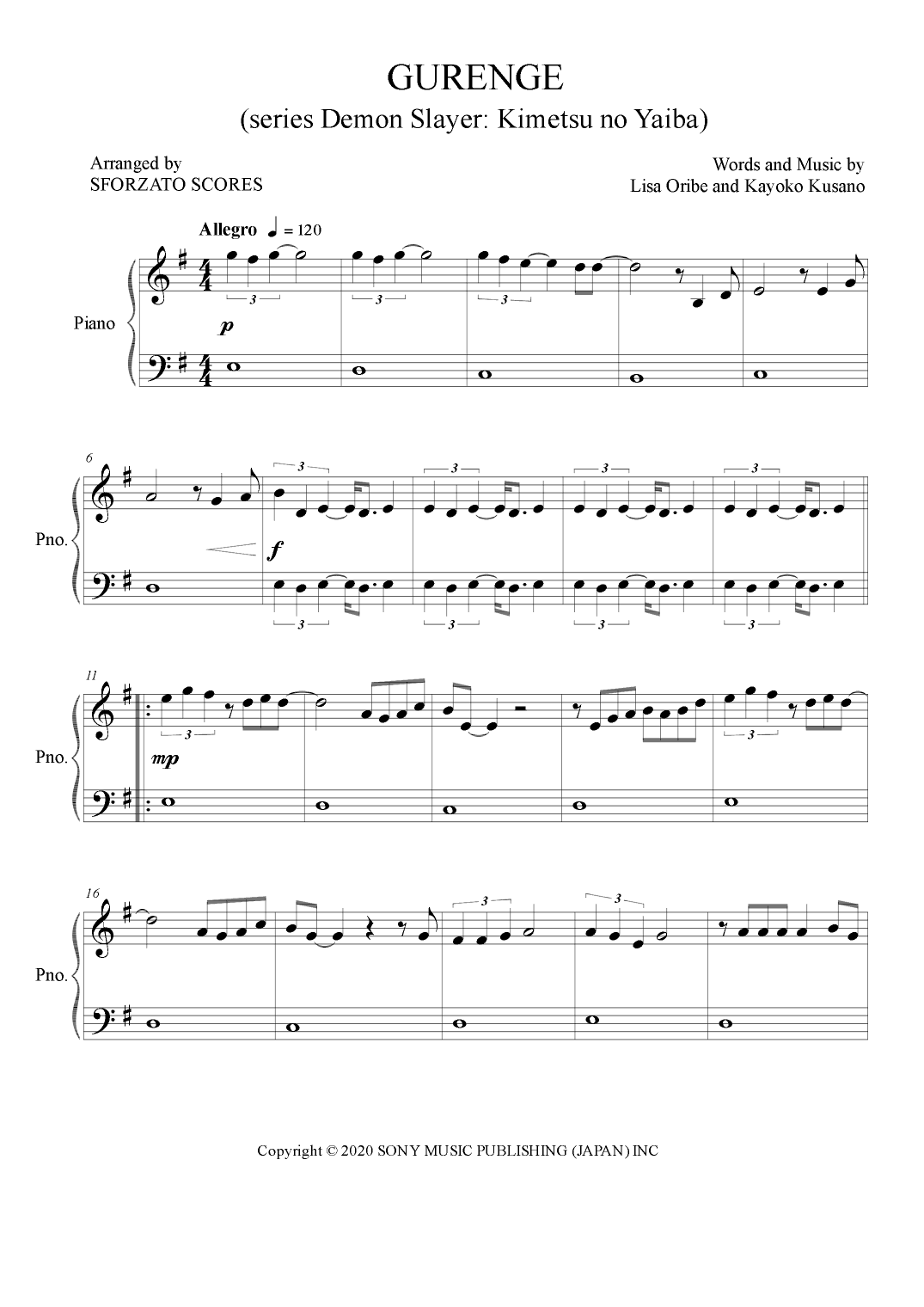 Gurenge (arr. Sforzato Scores)